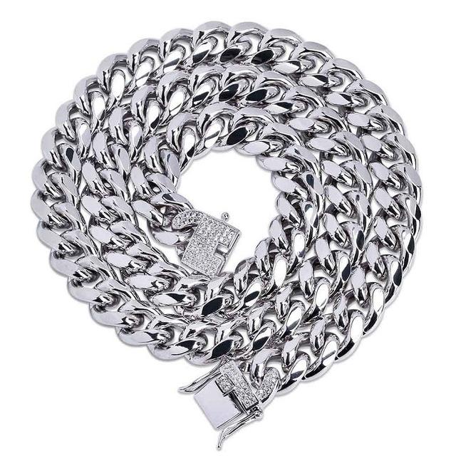 Cuban Link Necklace in White Gold (12mm)