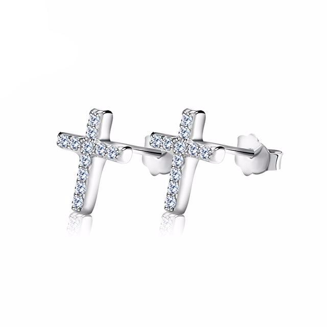 Diamond Cross Stud Earrings