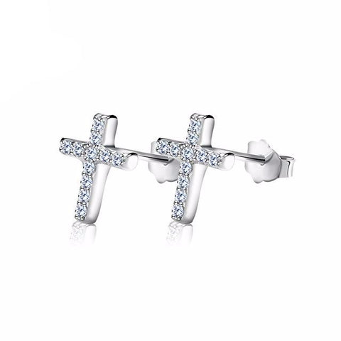 Diamond Cross Stud Earrings