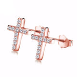 Diamond Cross Stud Earrings