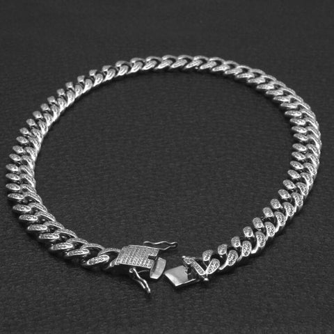 Diamond Cuban Link Choker in White Gold (14mm)